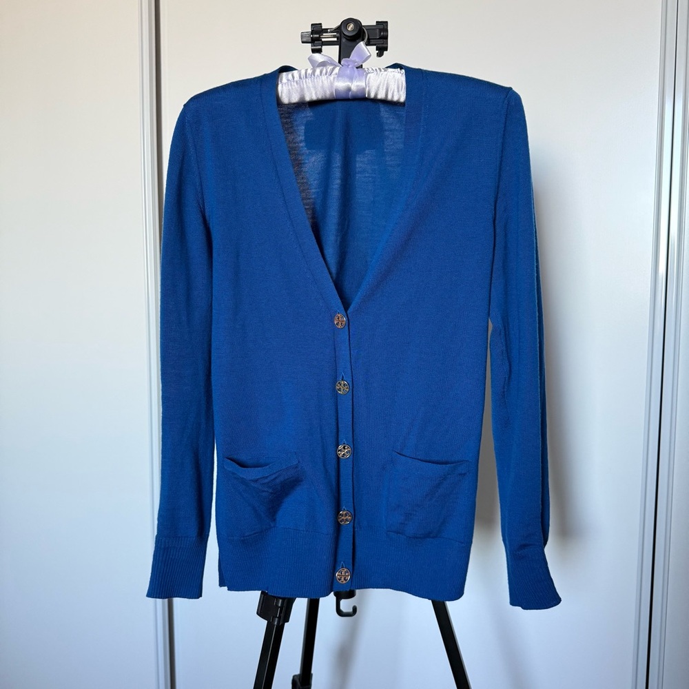 Tory Burch Blue Knit Cardigan